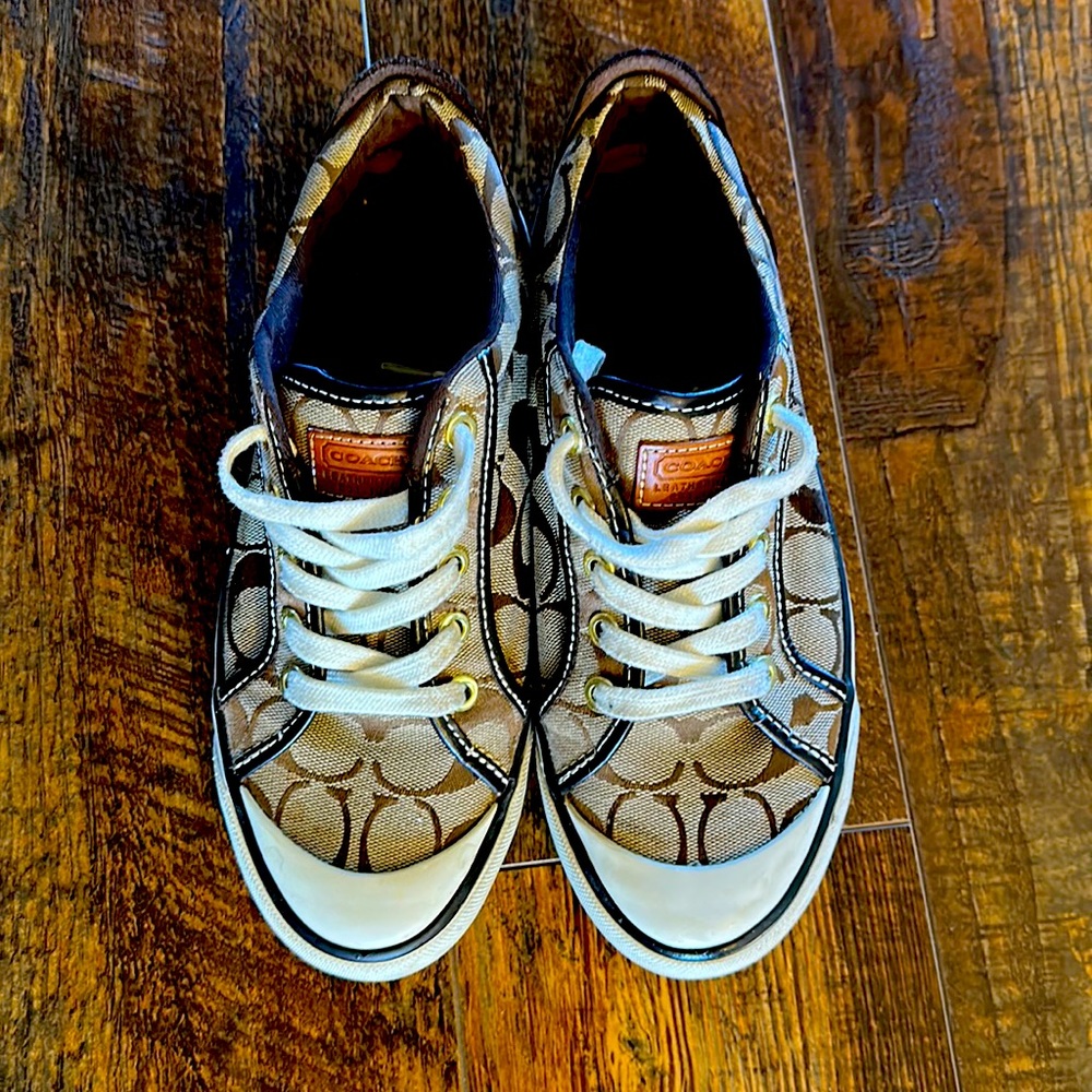 Lightly worn size 7 Coach tan and brown low top sneaker